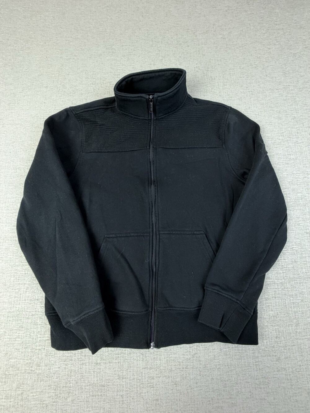 Michael Kors Men’s Large Black Full Zip Fleece Jacket Quilted Shoulder